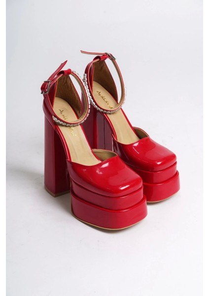 Kadın Moda Çift Platform Özel Tasarım Nikah ve Gelinlik Yüksek Topuklu Ayakkabısı Şık ve Zarif Topu