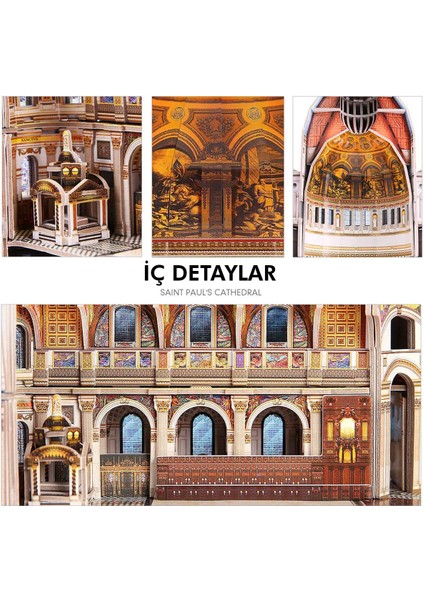 Aziz Paul Katedrali 3D Puzzle (Büyük Boy ve Iç Görünüml