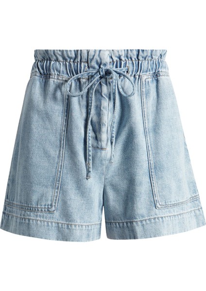 Yüksek Bel Denim Şort