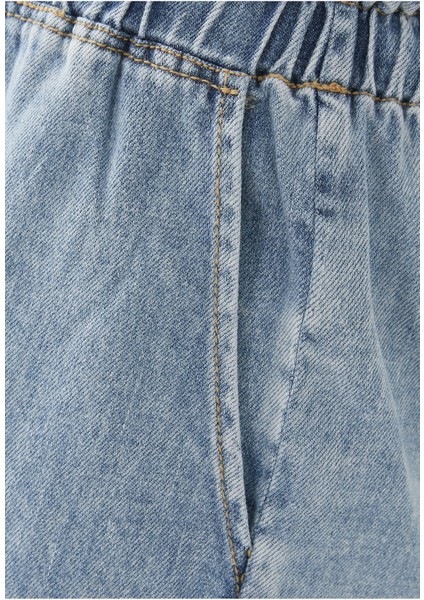 Yüksek Bel Denim Şort
