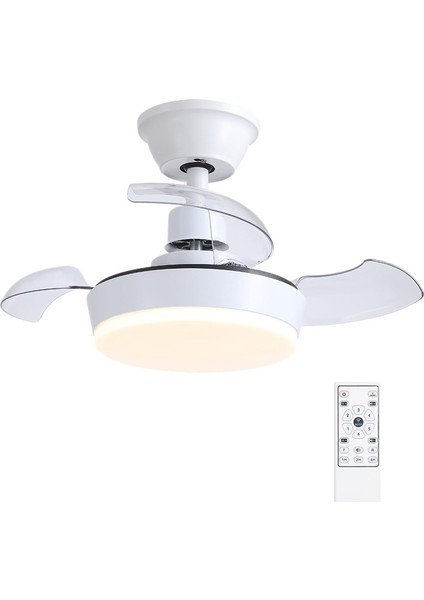 60 cm Işıklı Deckenventilator, Uzaktan Kumandalı, 3 Kanatlı, Beyaz