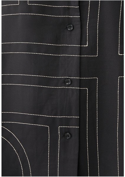 Şık Monogram Ipek Pijama Üstü