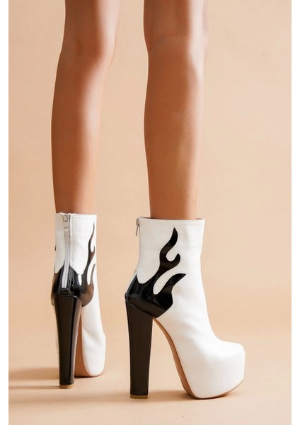 Kadın Moda Yüksek Topuk Alevli Bot Şık ve Zarif Abiye Ayakkabı fiyatları