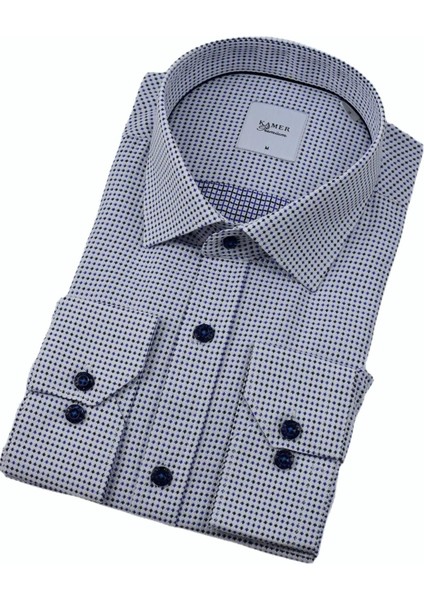 Erkek Klasik Puantiyeli Uzun Kol Gömlek 3596 BGL-ST04402