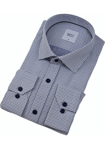 Erkek Klasik Puantiyeli Uzun Kol Gömlek 3596 BGL-ST04402 modelleri