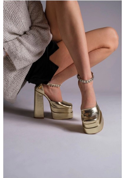 Kadın Moda Çift Platform Tasarım Ayakkabı Şık ve Zarif Abiye Ayakkabı