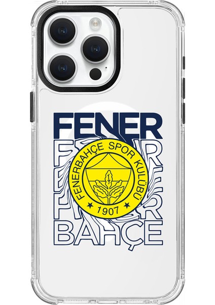 Apple iPhone 15 Pro Max Uyumlu Fenerbahçe Dalgalı Arma Magsafe Lisanslı Telefon Kılıfı