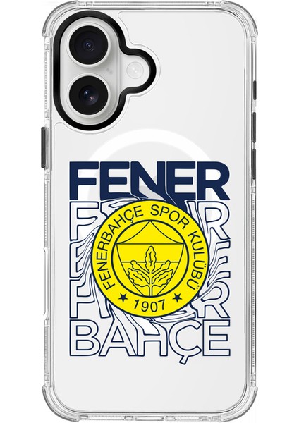 Apple iPhone 16 Uyumlu Fenerbahçe Dalgalı Arma Magsafe Lisanslı Telefon Kılıfı