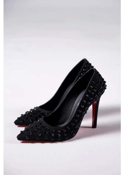 Kadın Moda Zımbalı Yüksek Topuklu Ayakkabı Şık ve Zarif Abiye Ayakkabı