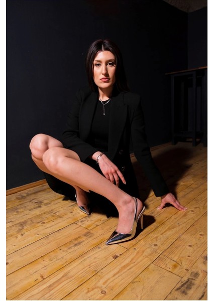 Kadın Moda Arkası Açık Sivri Burun Topuklu Ayakkabı Şık ve Zarif Abiye Ayakkabı fırsatları