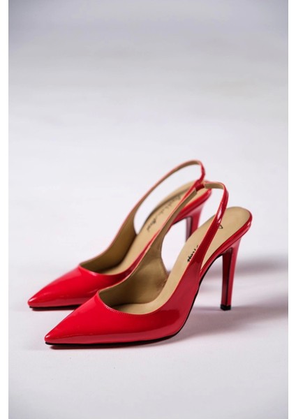 Kadın Moda Arkası Açık Sivri Burun Topuklu Ayakkabı Şık ve Zarif Abiye Ayakkabı