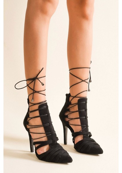 Kadın Moda Sivri Burun Bağcıklı Topuklu Ayakkabı Şık ve Zarif Abiye Ayakkabı modelleri