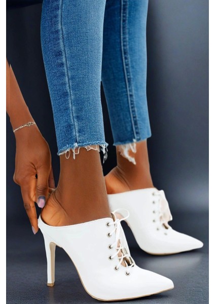 Kadın Moda Bağcıklı Sivri Burun Ince Topuklu Terlik Şık ve Zarif Abiye Ayakkabı fiyatları