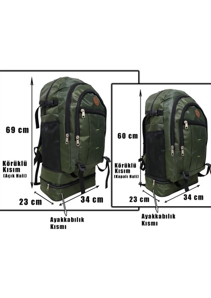 Kamp Ve Seyahat Çantası – 90 Litre Dağcı Sırt Çantası,Yeşil