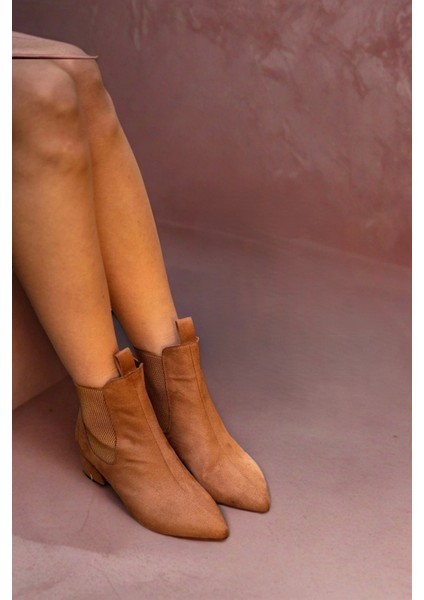 Kadın Moda Kısa Topuklu Lastikli Bot Şık ve Zarif Abiye Ayakkabı