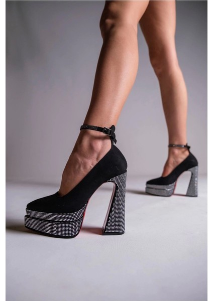 Kadın Moda Taşlı Çift Platform Tasarım Topuklu Ayakkabı Şık ve Zarif Abiye Ayakkabı fiyatları