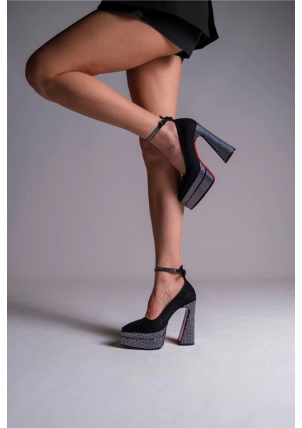 Kadın Moda Taşlı Çift Platform Tasarım Topuklu Ayakkabı Şık ve Zarif Abiye Ayakkabı fırsatları