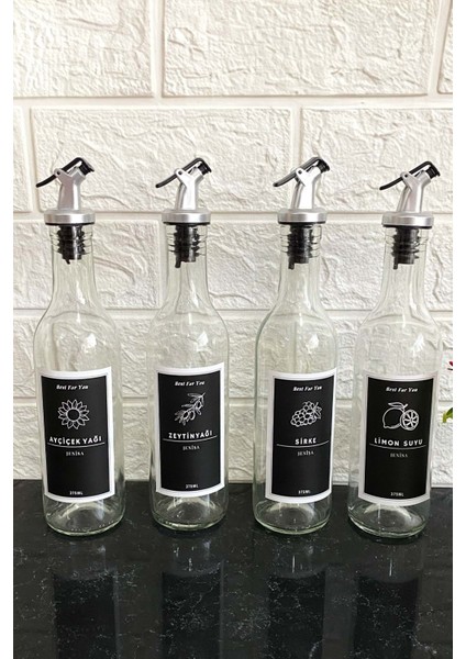 4'lü cam yağlık, sirkelik ve limonluk seti, damlatmaz, 375 ml, bej renk, şık ve kullanışlı