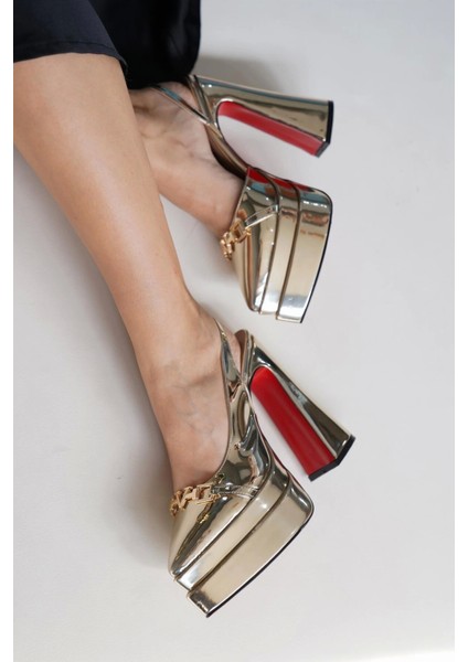 Kadın Moda Çift Platform Tasarım Arka Açık Yüksek Topuklu Ayakkabı Şık ve Zarif Abiye Ayakkabı fiyatları