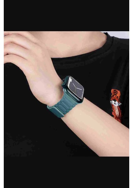Apple Watch 4/5/6/7/8/se/9 38/40/41MM Series 10 42MM Uyumlu Askeri Desen Mıknatıslı Silikon Kordon fırsatları