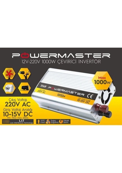 Powermaster PM-11149 12 Volt - 1000 Watt Modıfıed Sınus Inverter (10-15V ARASI-220V Ac) fırsatları