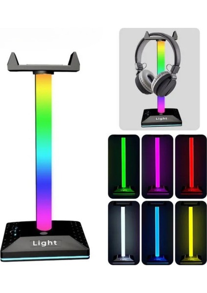 GB Oyuncu Kulaklık Standı Gamer Modlu 10 Işıklı USB Girişli