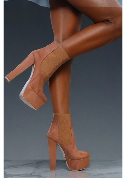 Kadın Moda Platform Topuk Lastikli Bot Şık ve Zarif Abiye Ayakkabı fırsatları