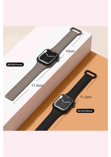 Apple Watch 4/5/6/7/8/se/9/10 42/44/45/46/49MM Uyumlu Askeri Desen Mıknatıslı Silikon Kordon modelleri