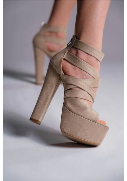 Kadın Moda Kalın Topuklu Platform Ayakkabı Şık ve Zarif Abiye Ayakkabı