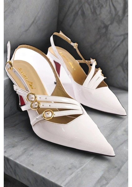 Kadın Moda Üç Bant Tokalı Kısa Topuklu Ayakkabı Şık ve Zarif Abiye Ayakkabı fiyatları