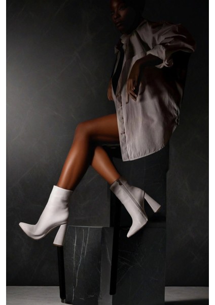 Kadın Fermuarlı Kalın Topuklu Sivri Burun Şehir Şıklığına Uygun Modern Tasarım Bot fırsatları