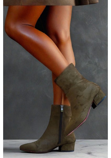 Kadın Moda Kısa Topuk Fermuarlı Bot Şık ve Zarif Abiye Ayakkabı