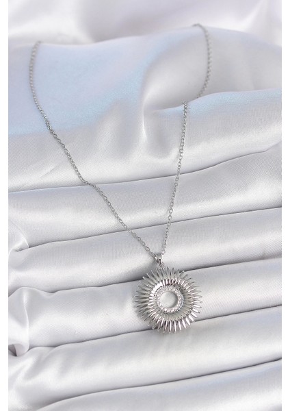 316L Çelik Gümüş Renk Zincir Zirkon Taşlı Nova Yıldız Model Kadın Kolye fiyatları