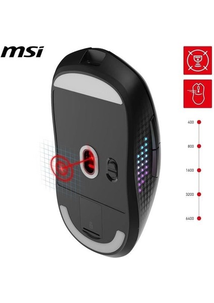 Msı Gg Versa 300 Elıte 26000DPI Kablosuz Bluetooth 5.3 USB 2.0 Kablosuz Mouse