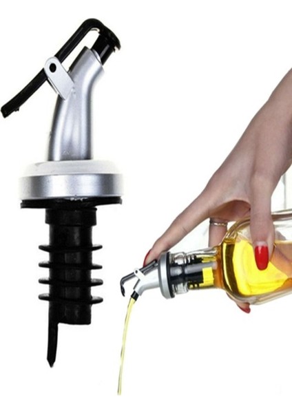 3'lü Kapaklı Şişe Ucu Servis Aparatı, Yağdanlık ve Damlalık Tapa, Gri, 0-249 ml