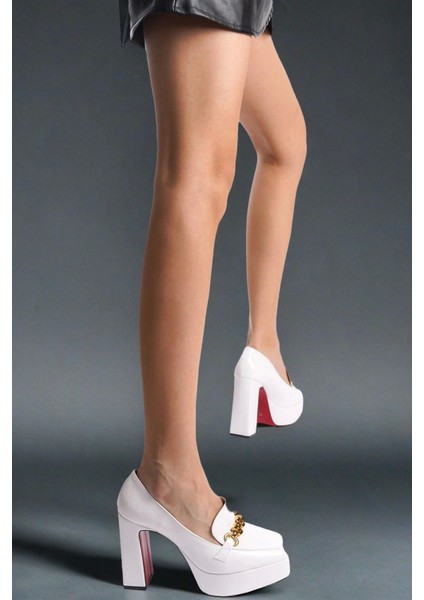 Kadın Moda Platform Tasarım Toka Detaylı Orta Topuklu Ayakkabı Şık ve Zarif Abiye Ayakkabı modelleri