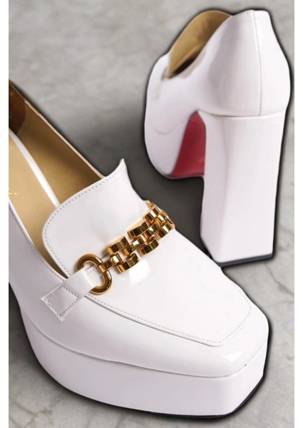 Kadın Moda Platform Tasarım Toka Detaylı Orta Topuklu Ayakkabı Şık ve Zarif Abiye Ayakkabı fırsatları