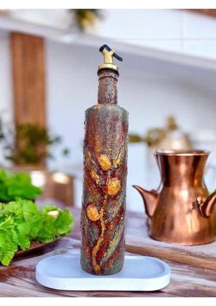 El yapımı antik sarı yağdanlık ve sosluk şık mutfak dekoru, 750 ml, gri