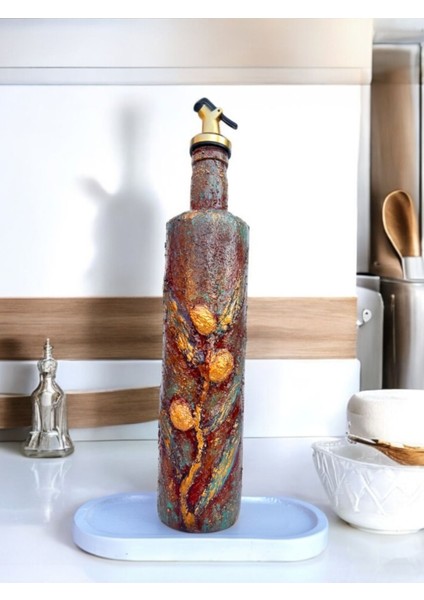 El yapımı antik sarı yağdanlık ve sosluk şık mutfak dekoru, 750 ml, gri fiyatları