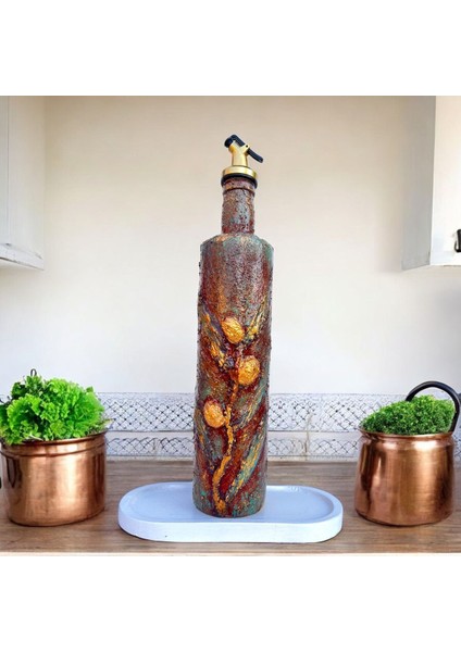 El yapımı antik sarı yağdanlık ve sosluk şık mutfak dekoru, 750 ml, gri indirimleri