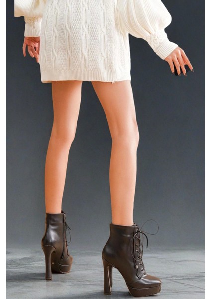 Kadın Moda Yüksek Topuk Bağcıklı Bot Şık Ve Zarif Abiye Ayakkabı modelleri