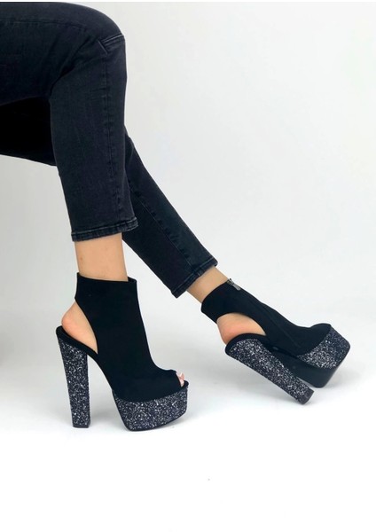 Kadın Moda Kalın Topuklu Arka Açık Platform Ayakkabı Şık ve Zarif Abiye Ayakkabı fiyatları