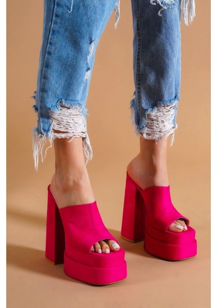 Kadın Moda Çift Platform Özel Tasarım Terlik Şık Ve Zarif Abiye Ayakkabı