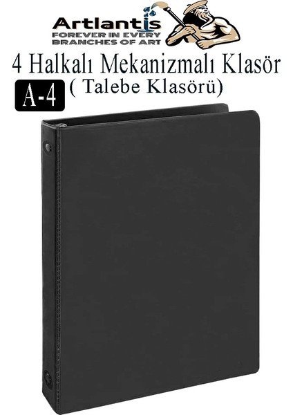 4 Halkalı Klasör 1 Adet A4 Pvc Öğrenci ve Ofis Tipi Evrak Sunum Klasörü Iç Cepli Otomatik Mekanizmalı Büro Okul Arşivle