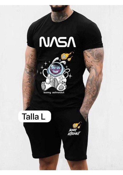 Unısex Nasa Astronotu Baskılı Tişört Şort Takımı