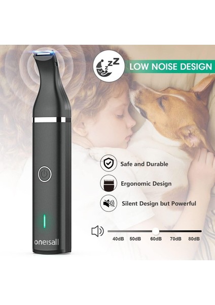 Köpek Tırnak ve Tüy Kesme Makinesi, Sessiz USB Şarjlı, Çift Başlıklı Traş Aleti