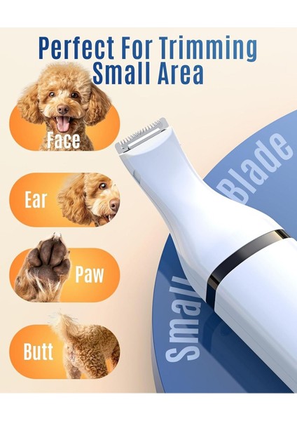 Köpek Tırnak ve Tüy Kesme Makinesi, Sessiz USB Şarjlı, Çift Başlıklı Traş Aleti