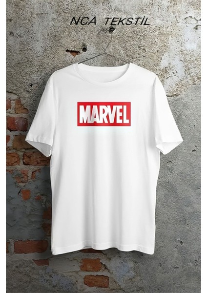 Marvel Baskılı Original Ünisex Yazlık T-Shirt Beyaz