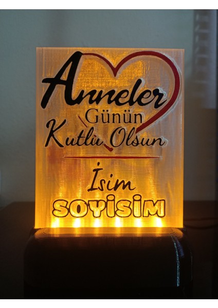 Anneye Özel Hediyelik Kişiselleştirilebilir Dekoratif LED Lamba M5 Amber Işıklı