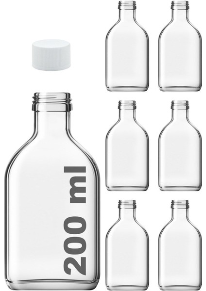 200 ml Şeffaf Cold Brew cam şişe, sızdırmaz kapaklı, 6'lı paket, renk: beyaz